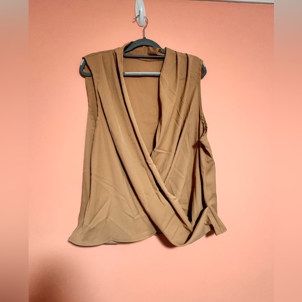 Elegant Tan Drape Top